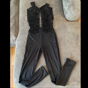 GIVE IT A SWIRL EMBELLISHED JUMPSUIT IN BLACK